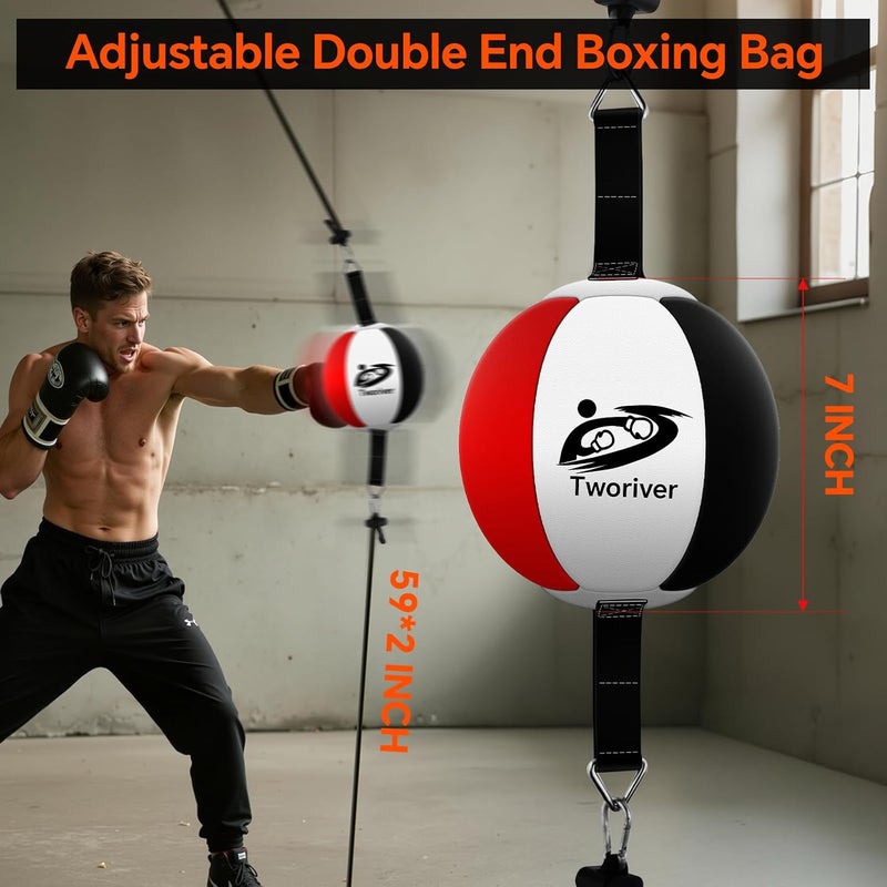 SANJOIN Double End Bag Boxing, Adjustable Cords Punching Bag Boxing Ball Speed Reflex Bags, Home Gym Punching Training Equipment Set for Reaction Agility Hand Eye Coordination, Good for Adults & Kids - Image 4